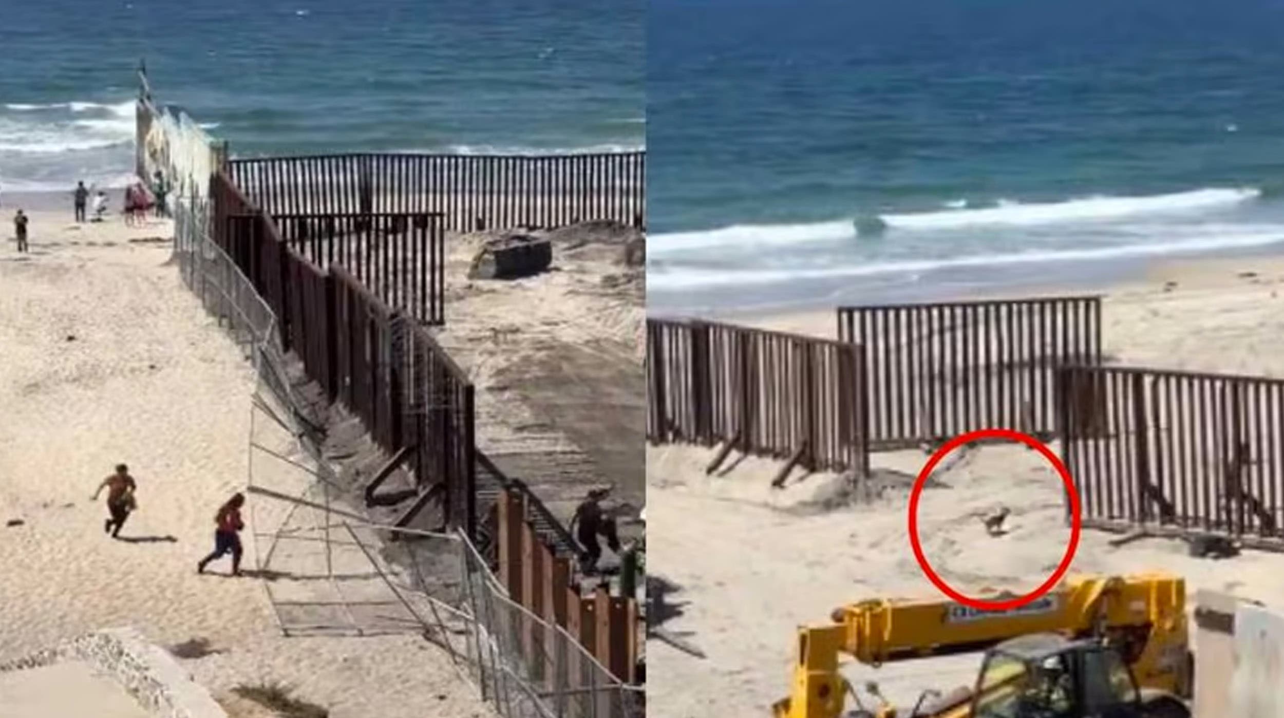 Migrantes y un perrito aprovechan reparación de muro para cruzar a Estados Unidos