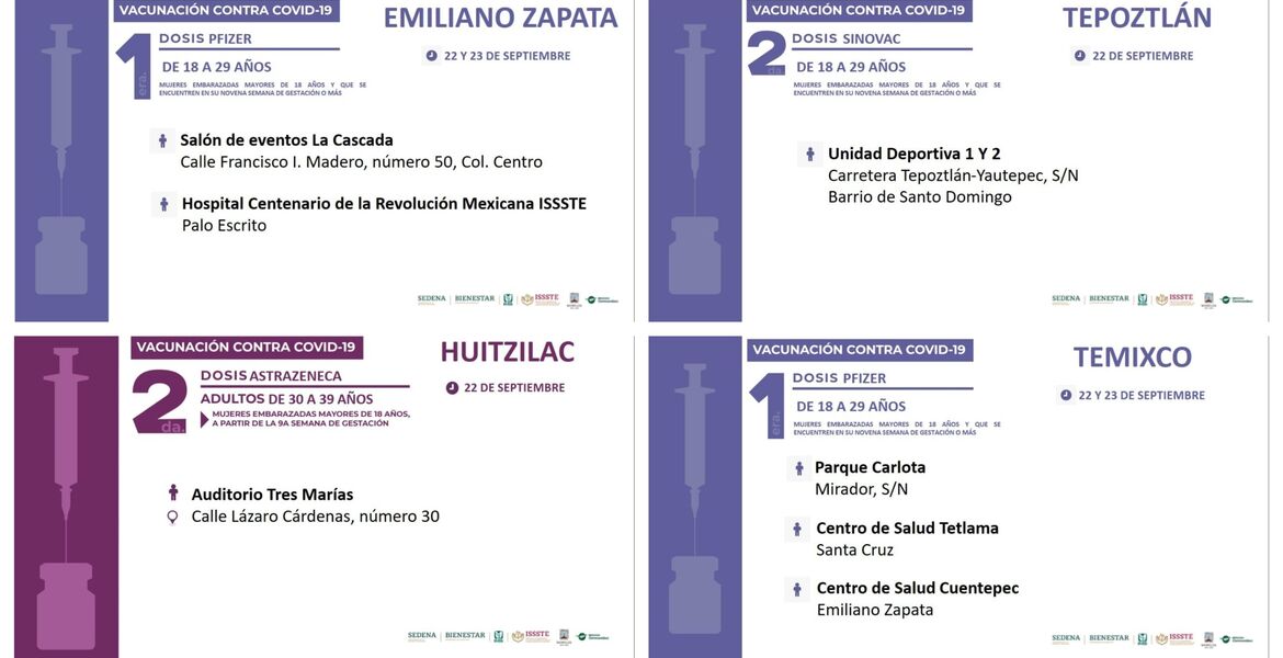 Vacunación desde este miércoles en 4 municipios de Morelos, para jóvenes de 18 a 29 años - Vimarsana News