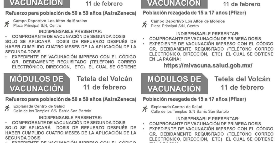 Ocuituco y Telela del Volcán vacunarán c...