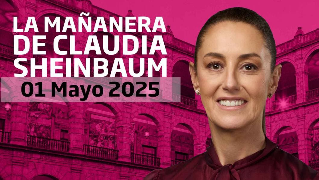 Sheinbaum frente a fondo rosa