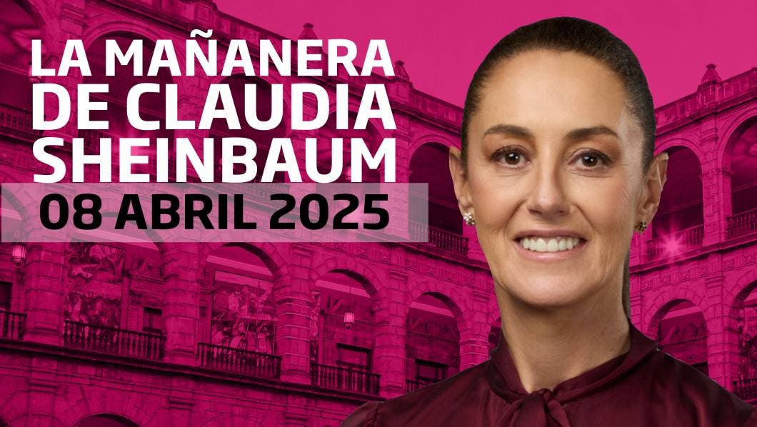 Sheinbaum, sobre un fondo rosa 