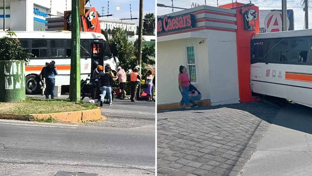 Ruta 15 se queda sin frenos y se estrella contra pizzería en Cuernavaca