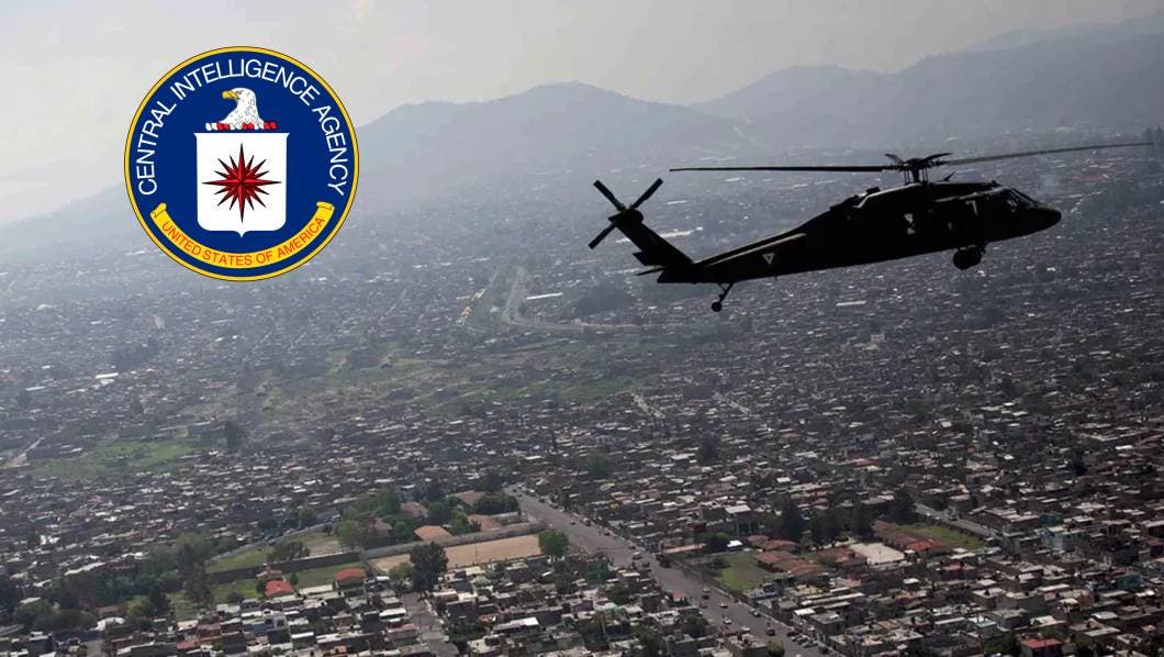Helicóptero y logo de la CIA