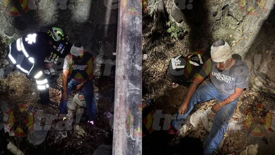 Hombre ebrio cae a barranca