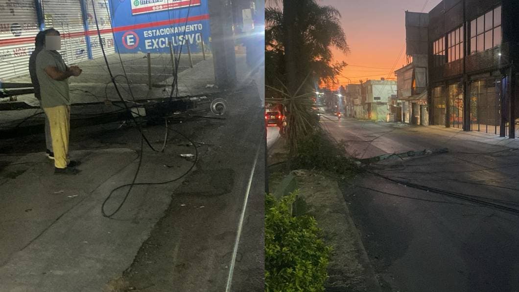 Camión derriba poste y provoca cierre total en la avenida Plan de Ayala, Cuernavaca