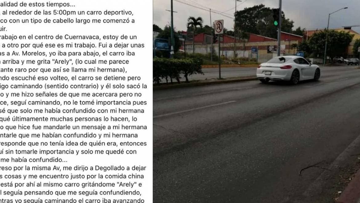 Hombre en auto deportivo acosa a jóvenes en Cuernavaca. Checa los testimonios