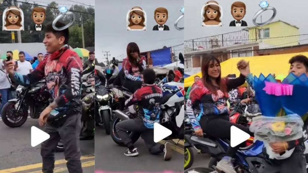 biker le da el anillo a su novia en tres marias
