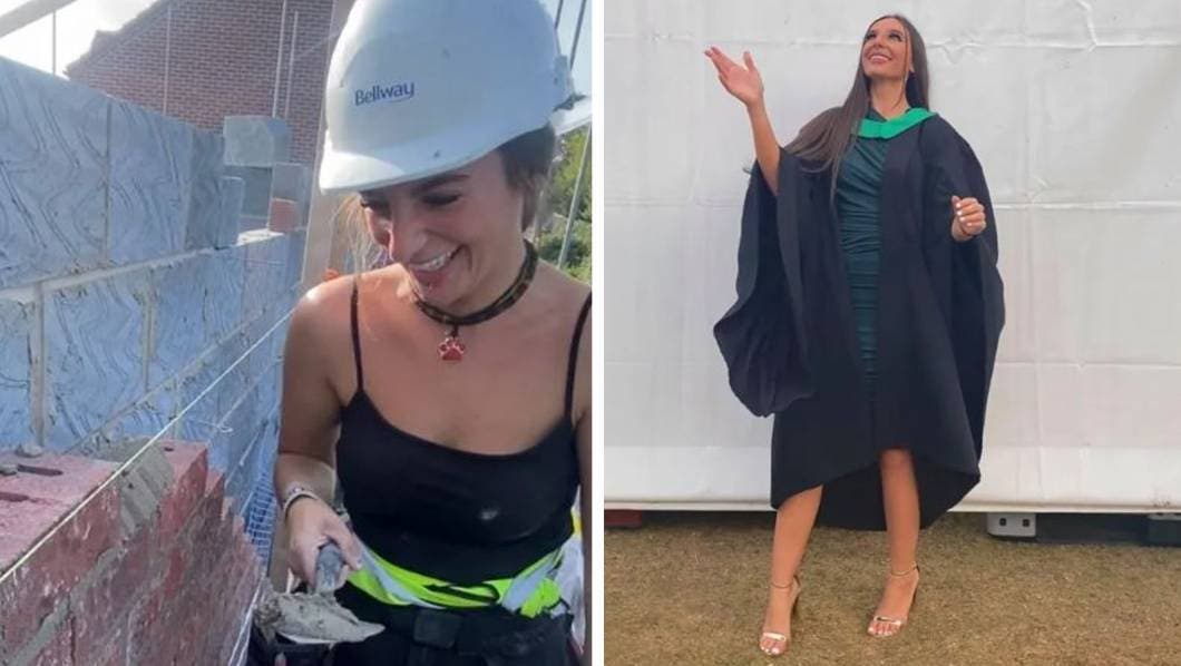 Joven abandona su carrera como veterinaria para cumplir su sueño de ser albañil