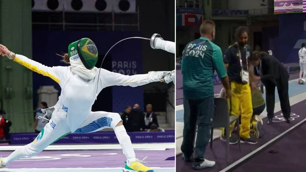Se desvanece esgrimista de Brasil en combate, le dan una silla pero el entrenador la utiliza para sentarse