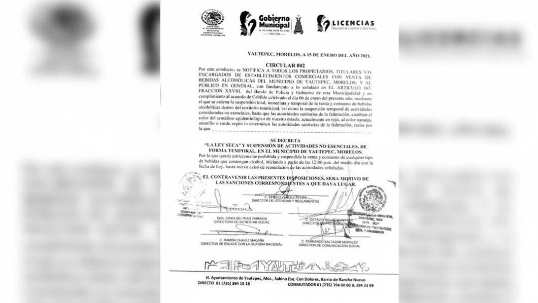 Habrá Ley Seca en Yautepec