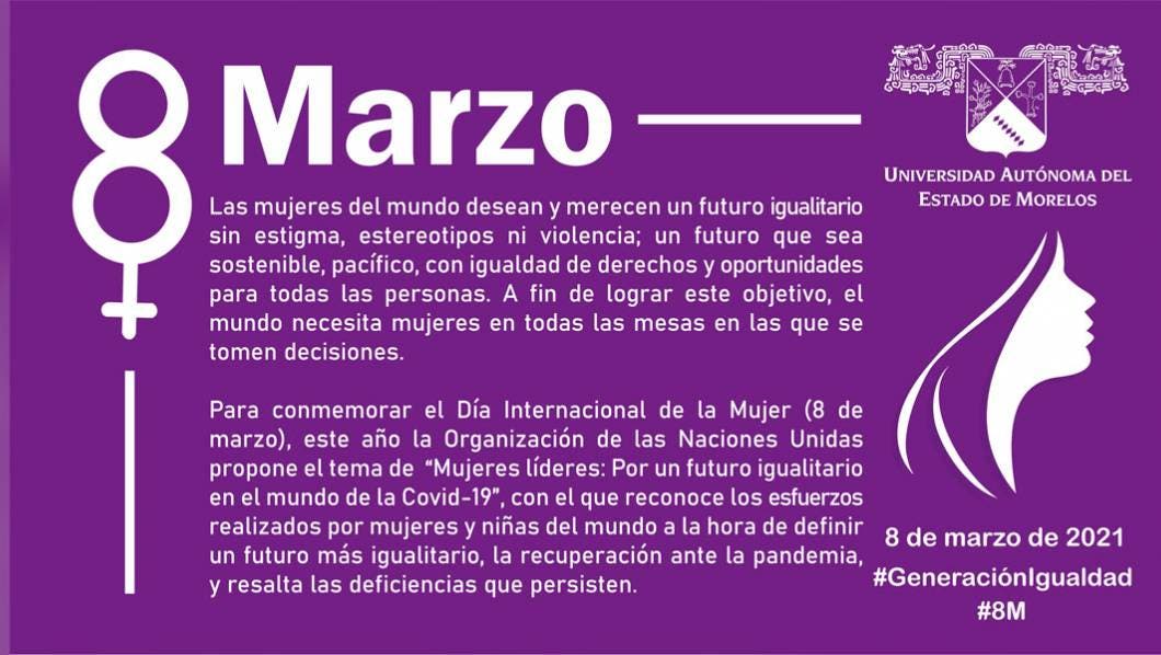 Se suma UAEM en Morelos con amplia agenda a la celebración del 8 de marzo
