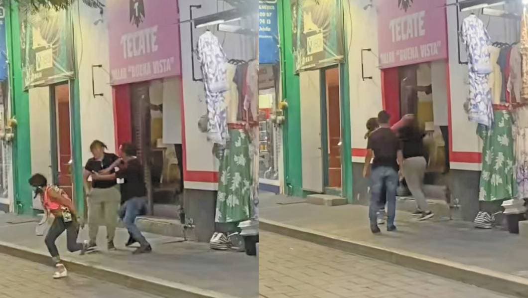 pelean mujeres, hombre, bar