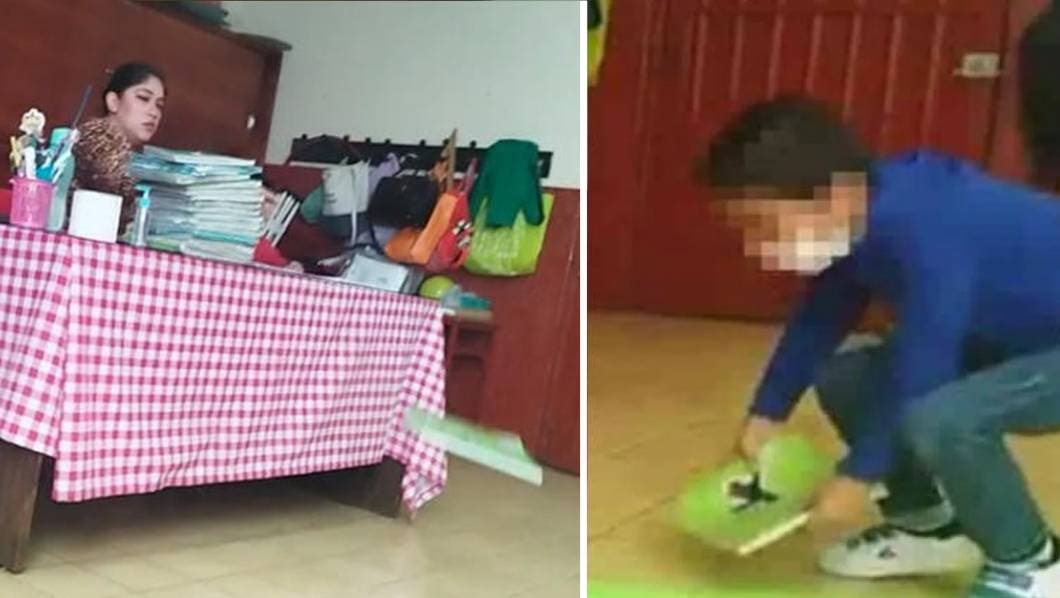 VIDEO: Arroja maestra al suelo los cuadernos de sus alumnos; Es retirada del cargo 