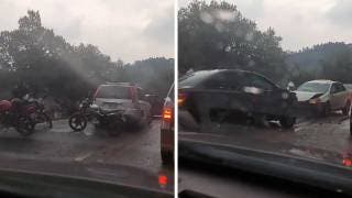 VIDEO | Así fue el accidente de esta tarde entre 3 vehículos y una motocicleta en la México-Cuernavaca 
