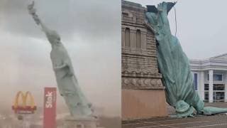 Vientos superiores a 90 km/h provocan caída de Estatua...