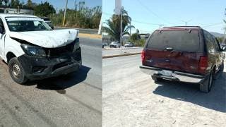 Se registra choque de 2 camioneta en colonia Los Pilares, de Jojutla