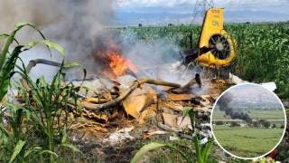 VIDEO: Habrían fallecido 3 tripulantes de un helicóptero que cayó esta mañana en Cuautla