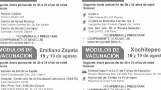 Vacunación en segundas dosis en Jiutepec, Temixco, Emiliano...