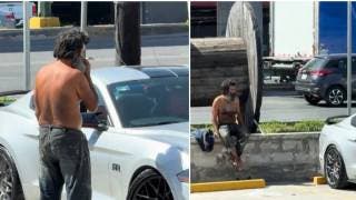 Hombre sin hogar es captado admirando un Mustang y se v...