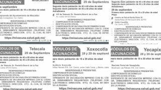 Vacunación Morelos: primeras y segundas dosis en 6 municipio...