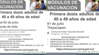 Vacunarán a los de 40 a 49 años en Puente de Ixtla y Tlayaca...