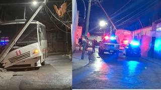 Ruta 11 choca contra poste en colonia Amatitlán, de Cuernavaca