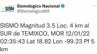 Primer sismo de 2022 en Morelos; fue en la madrugada con epicentro en Temixco 2
