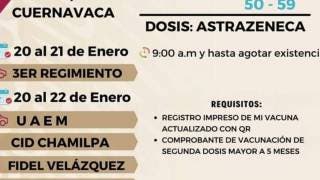 Aplicarán refuerzo para los de 40 a 59 años en Cuernavaca y...
