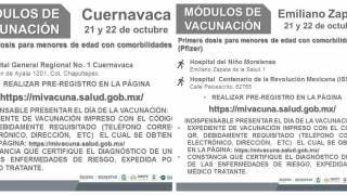 Jueves 21 y viernes 22 de octubre vacunación a menores vs CO...