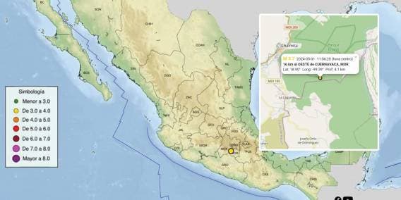  Sismo de magnitud 3.7 sacude Cuernavaca este 1 de mayo