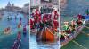 VIDEO: Decenas de Papás Noel y sus duendes remaron por el Gran Canal de Venecia esta navidad 