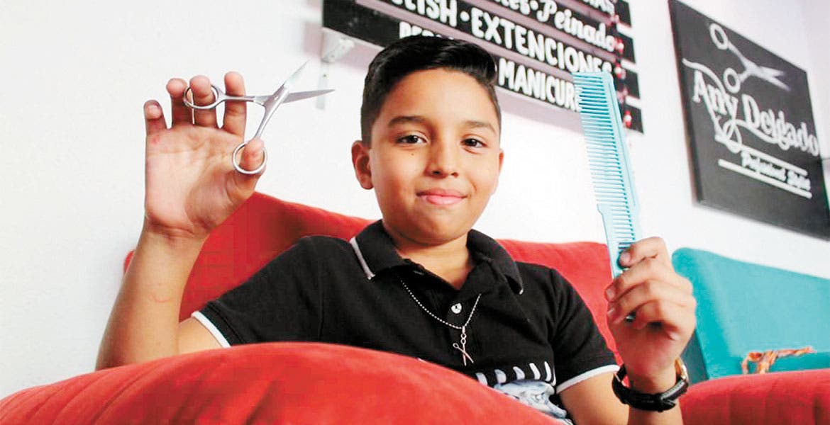 Kevin Daniel Miranda Delgado, de 11 años de edad, es la estrella de la estética “Any Baety Salón”