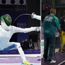 Se desvanece esgrimista de Brasil en combate, le dan una silla pero el entrenador la utiliza para sentarse
