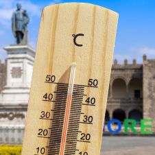 Termometro e imagen del palacio de Cortes
