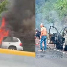 Se incendia camioneta en la autopista Acapulco-Cuernavaca y provoca tráfico en la zona