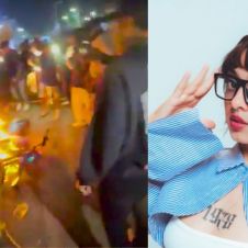 motociclistas enfurecidos incendiaron una moto, lonas y parte del escenario en el recinto ferial de Acapantzingo