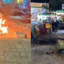  incendio junto al árbol navideño 