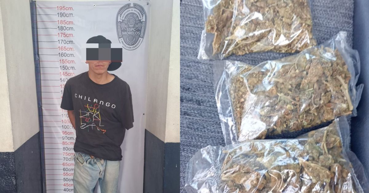 Detienen a hombre que vendía marihuana en el primer cuadro de Cuautla.