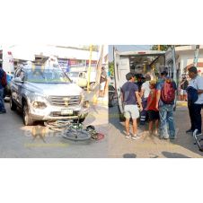Choque entre una camioneta y una bicicleta en la esquina de la Vieja Vía y la calle Carreras.