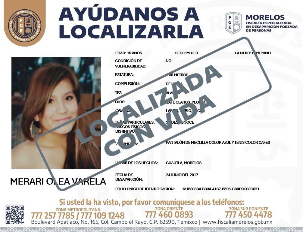 Merari Olea es localizada con vida