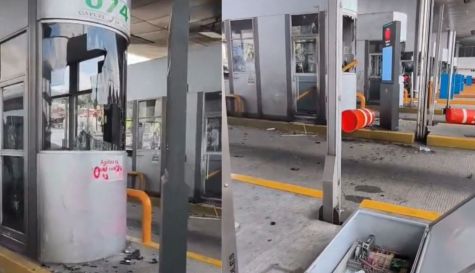 Destrozos causados por normalistas de Ayotzinapa
