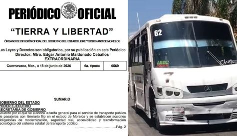 Oficializan ajuste a tarifa mínima del transporte en Morelos