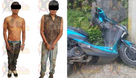 Atrapan a 2 delincuentes con moto robada en Tlalnepantla