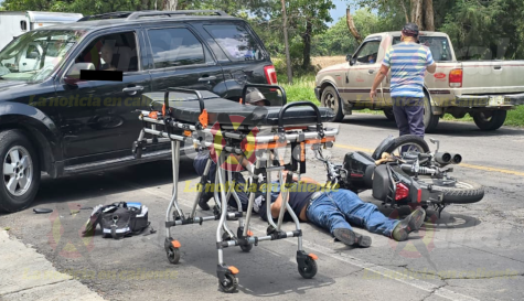 Motociclista queda herido tras derrapar en Ocuituco