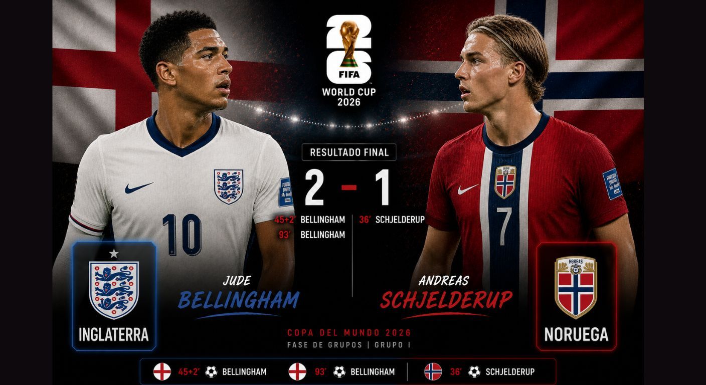 Inglaterra vence 2-1 a Noruega en tiempo extra y avanza a las semifinales del Mundial 2026