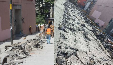 Destrozan calle Abasolo