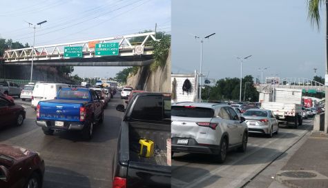 Tráfico en la autopista Cuernavaca - Acapulco por obras en Palmira