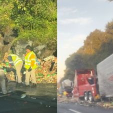 Tráfico en la autopista México-Cuernavaca por volcadura de tráiler