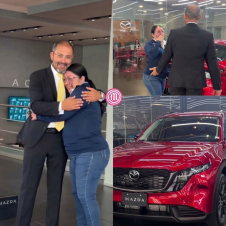 Vendedora de Mazda recibe camioneta nueva tras 21 años de trabajo