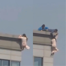 Video viral: hombre salva a mujer que colgaba del piso 20